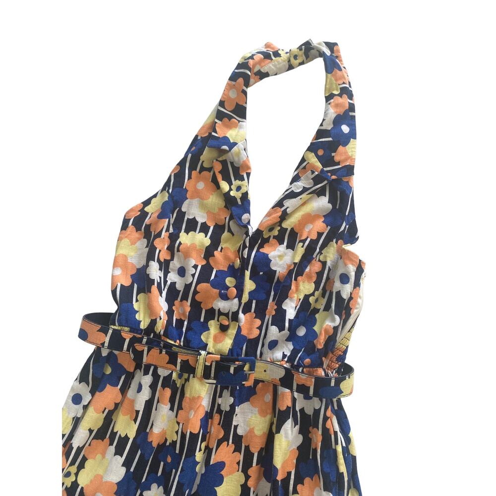 MODCLOTH LINEN BLEND FLORAL HALTER JUMPSUIT SIZE MEDIUM - Picture 3 of 14